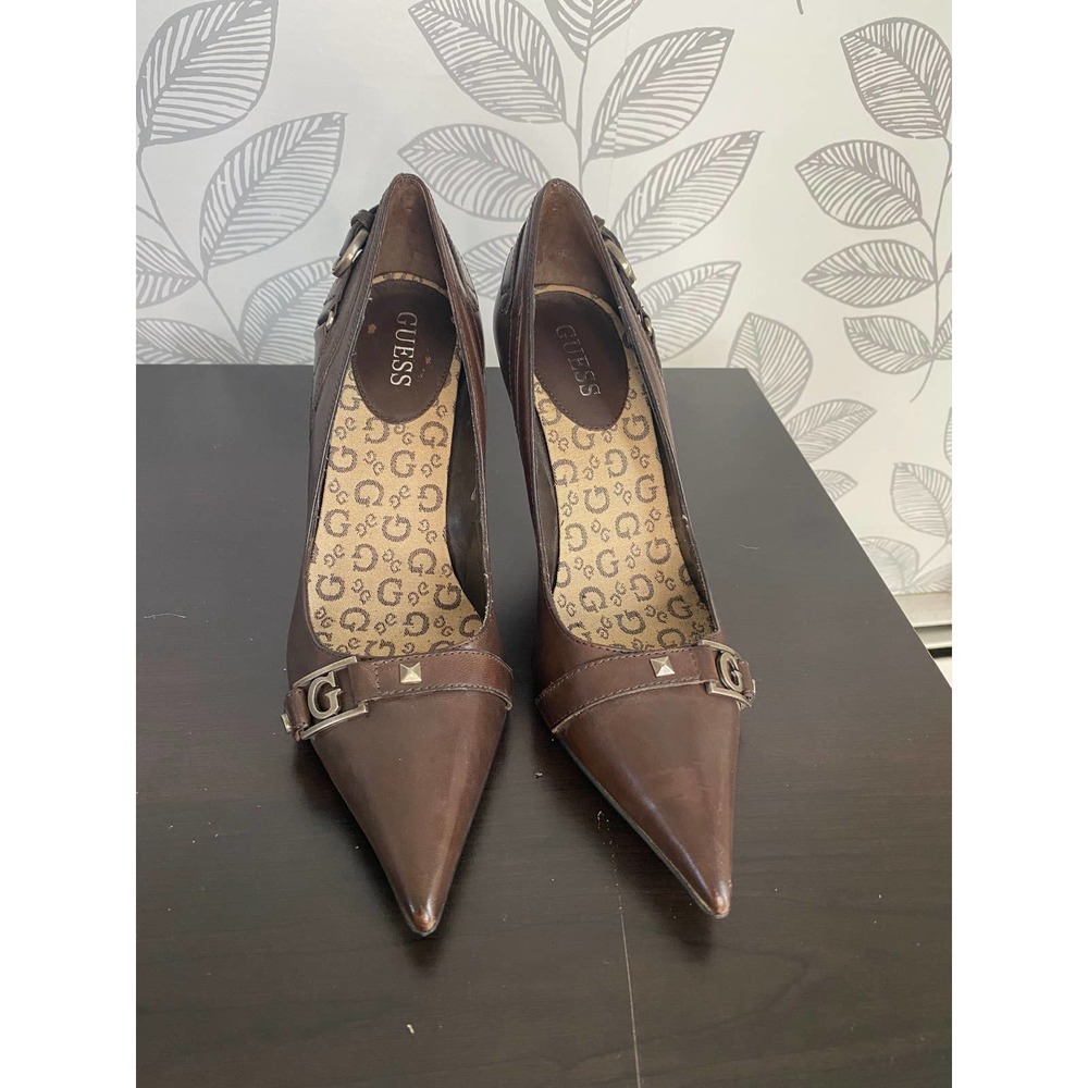 Guess Leather Point Heel with Buckle, Size 6